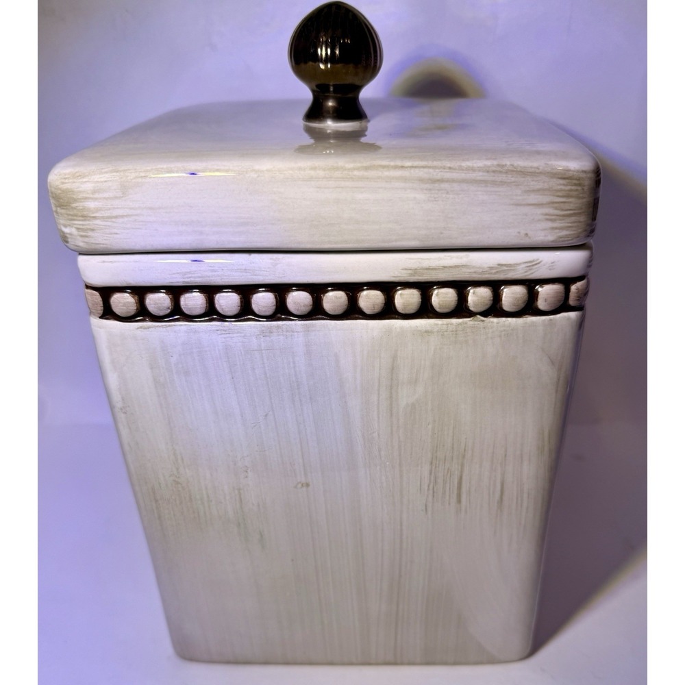 Godinger Beaded Canister Set of 2 Metal Scroll Stand Farmhouse - Picture 11 of 16